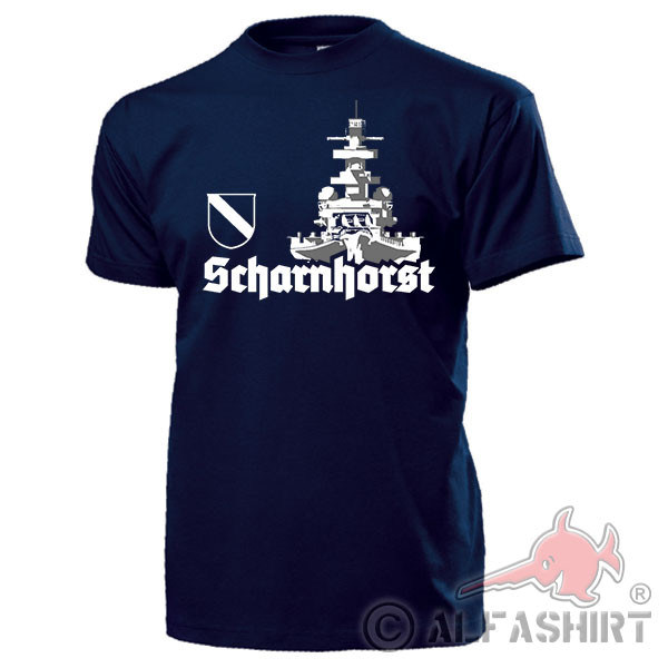 Schlachtschiff Scharnhorst Bug Marine KSM Schiff Front Drilling T-Shirt #17829