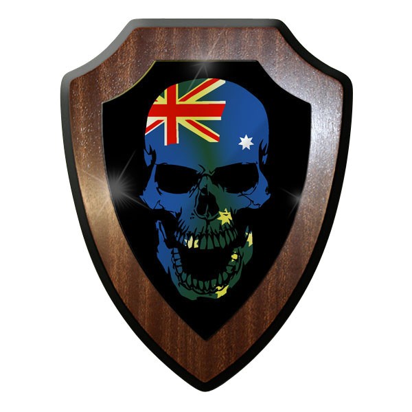 Wappenschild / Wandschild - Australien Skull Schädel Totenkopf Flagge #9674