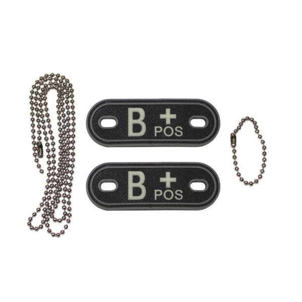 Dog Tag Blutgruppe B+ Pos Positiv Notfall Kette 3d Rubber Us army 2,5x7cm #20491