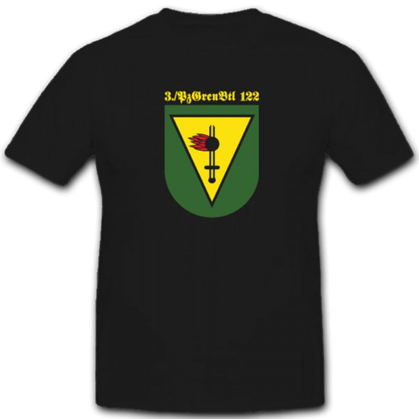 3 PzGrenBtl 122 Panzergrenadierbataillon Wappen Bundeswehr - T Shirt #4136