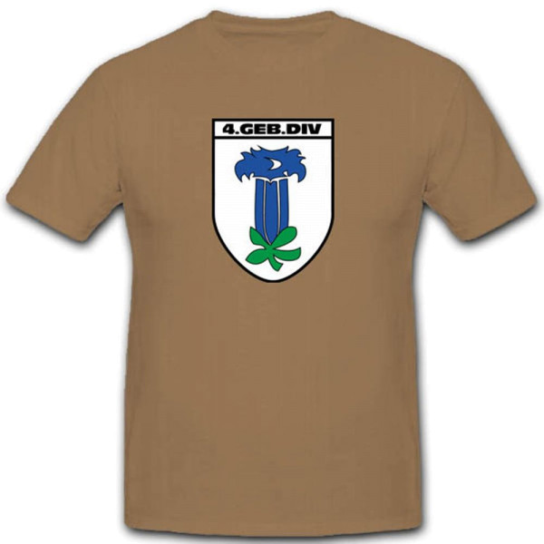 Gebdiv 4 Gebirgsdivision Wk Wappen Abzeichen Großverband T Shirt #3510