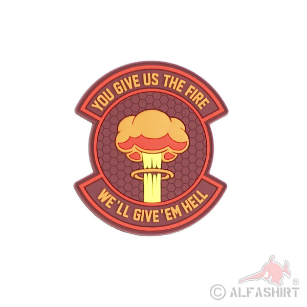 3D Rubber Patch We give 'em hell you give us the fire Atom Bomb 9x8cm # 37041