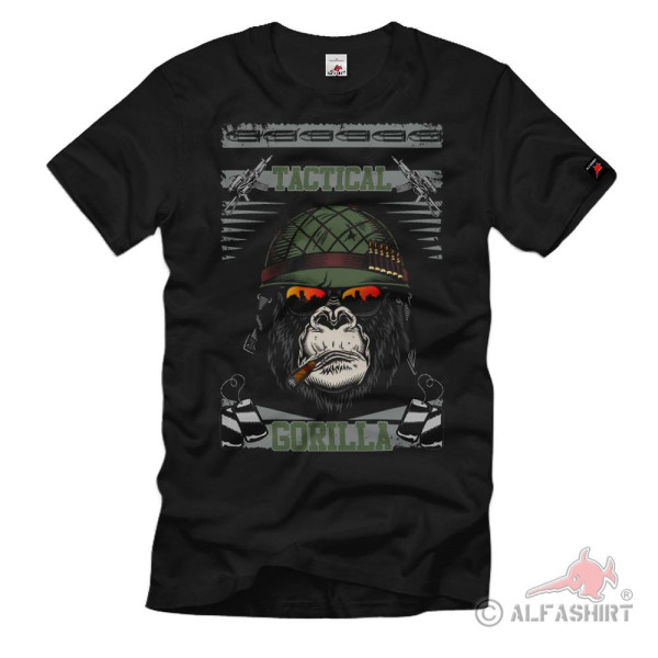 Tactical Gorilla Soldat Silberrücken Anführer Erkennungsmarken T-Shirt#36237