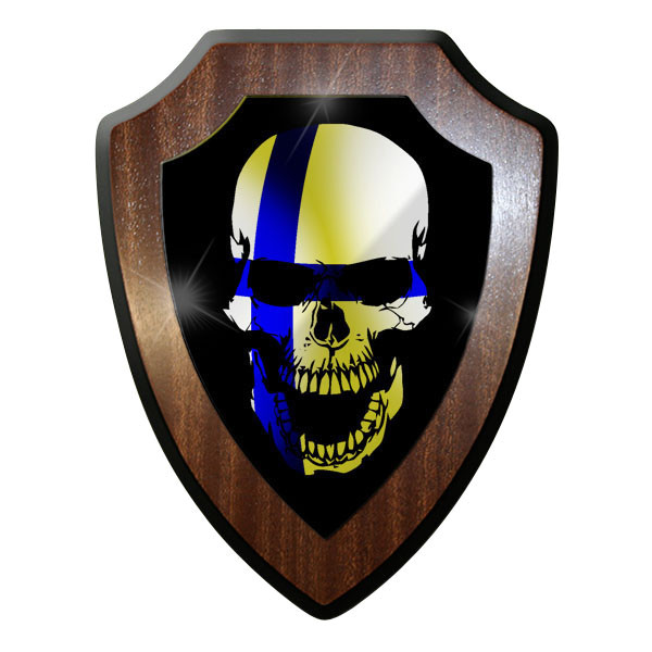 Wappenschild / Wandschild -Finnland Skull Totenkopf Schädel Kopf Armee #9746