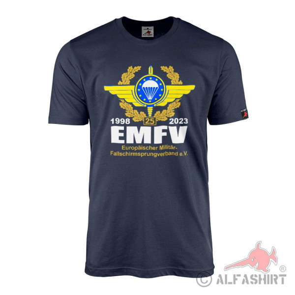 T-Shirt navy 25 years EMFV_European Military Parachute Jumping Association Paratroopers Association European Paratrooper #43206