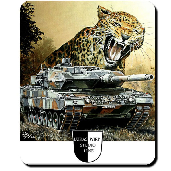 Mauspad Lukas Wirp Leo 2 mit Leo Panzer BW Gemälde Militär Maler PzBtl #23405
