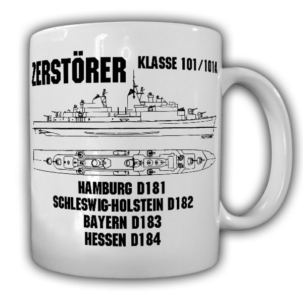Tasse Zerstörer Hamburg Klasse 101-101A Marine Bundesmarine Bundeswehr #24835