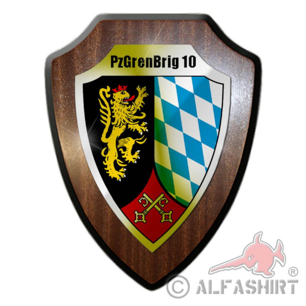 Heraldic shield PzGrenBrig 10 Panzergrenadierbrigade Weiden Oberpfalz Heer # 36566