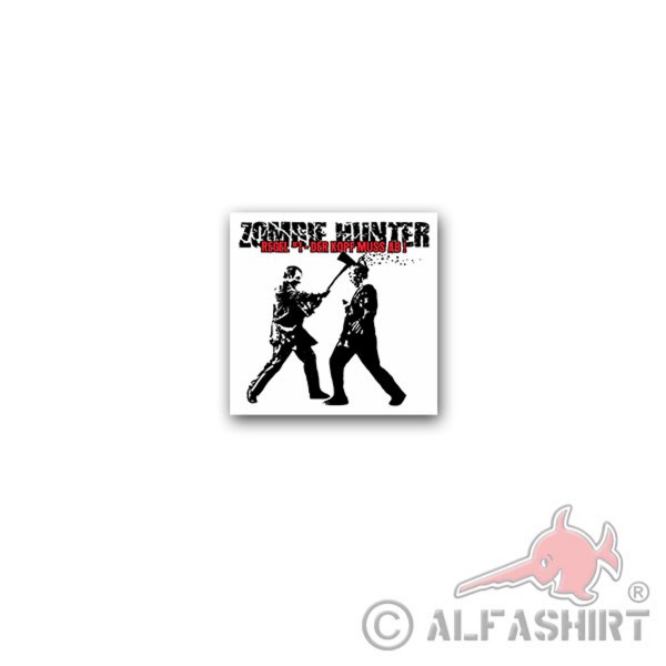 Sticker Zombie Hunter Rule 1 Hunter Head from Undead Horror 7x7cm A3491