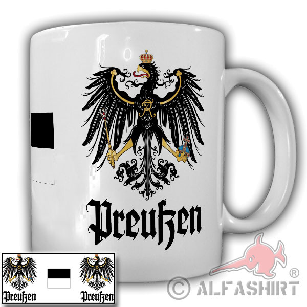 Preußen Fahne Adler Wappen Emblem scharz weiß Preußenadler Preuße - Tasse #18703