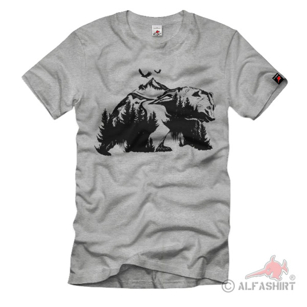 De Bear Natur Schatten Wald Bär Berge Alpen Naturliebhaber T-Shirt#36858