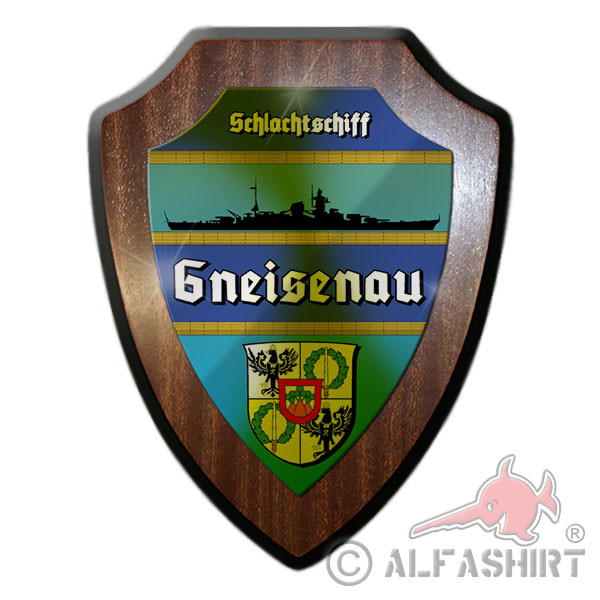 Wappenschild Schlachtschiff Gneisenau Silhouette Wappen Abzeichen #12068