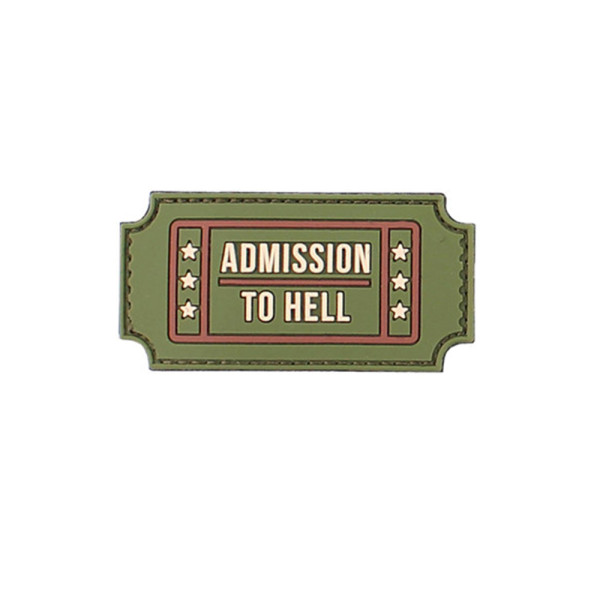 3D Rubber Admission to Hell Patch Oliv Airsoft Teufel Softair 3 x7 cm#26907