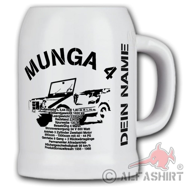 Personalized beer mug Munga 4 all-terrain vehicle 2 troop vehicle BW #40219