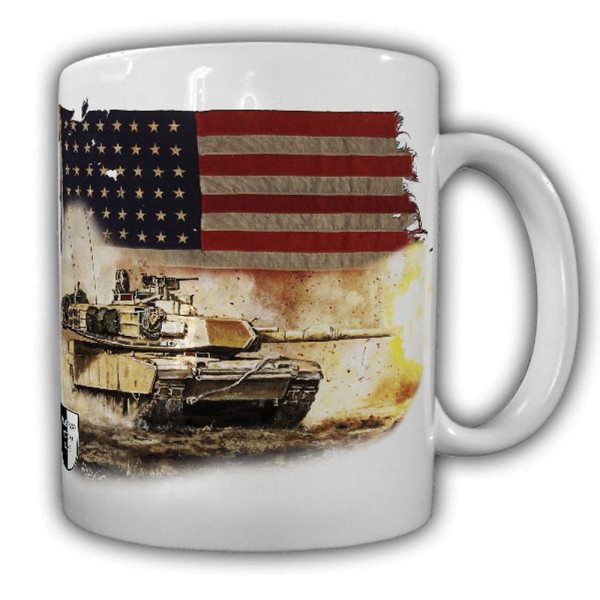 Tasse Lukas Wirp M1 US Tank Panzer Kunst Druck Amerika Flagge Feuer #23557