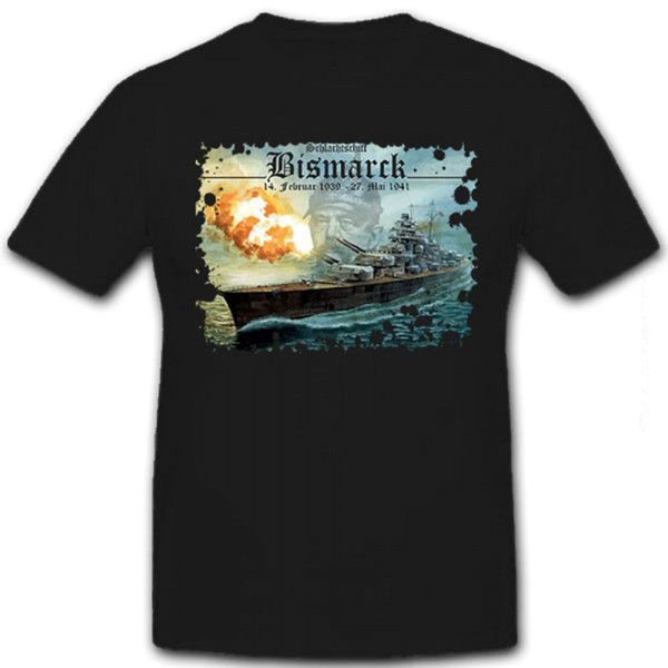 Bismarck Schlachtschiff 1939-1941 deutsche Marine WK 2 Portrait - T Shirt #8602