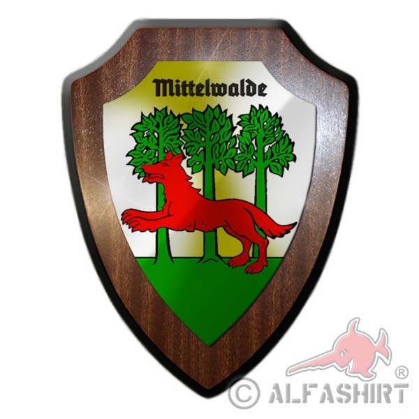 Wappenschild / Wandschild - Mittelwalde Fuchs Wald Abzeichen Stadtwappen #25609