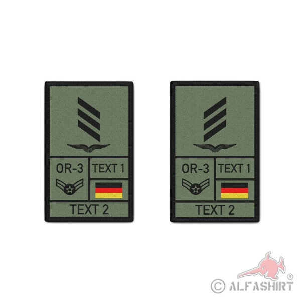 Rank patch customizable 9.8x6cm olive Luftwaffe swing arm Bundeswehr BW #43693