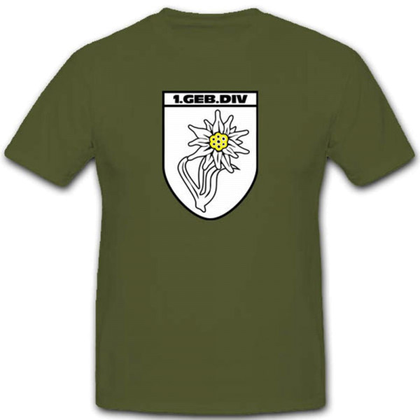 Gebdiv 1 Gebirgsdivision Edelweiss Wk Wappen Abzeichen Garde- T Shirt #3507
