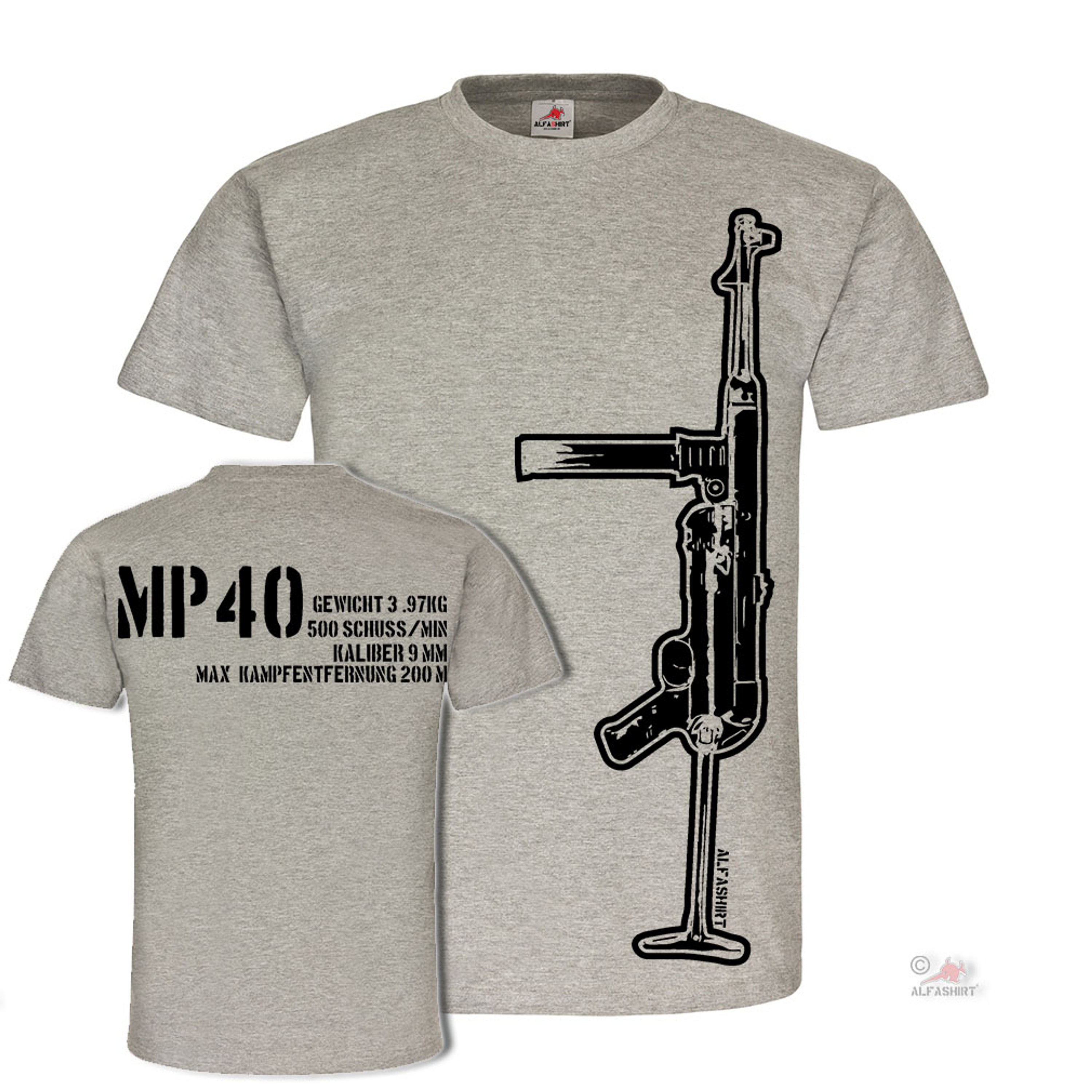 Submachine Gun Mp40 Technical Data Weapon Deco Rod Magazine T Shirt 19667 Alfashirt submachine gun mp40 technical data weapon deco rod magazine t shirt 19667