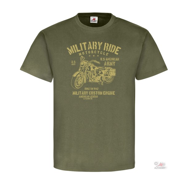 Military Ride Motocycle Armee Army Military USA WLA American GI - T Shirt #25804