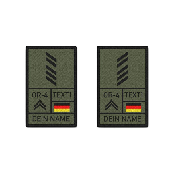 Rank Patch 9,8x6cm OStGefr Oliv mit Namen Oberstabsgefreiter Bundeswehr #40653