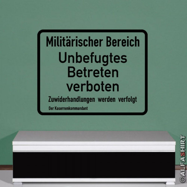 Militärischer Bereich Militärbereich Armee Schild Warnschild (ca. 45x58cm )#3774