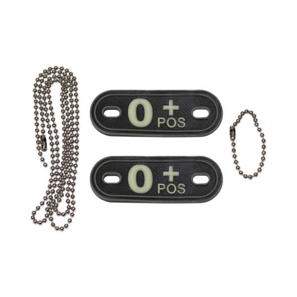 Dog Tag Blood Group 0+ Pos Positive Emergency Chain 3d Rubber PVC 2.5 x7 cm #20495