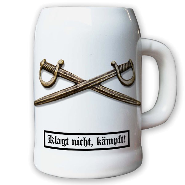 Krug / Bierkrug 0,5l - Barettabezeichen Heer Schwerter Metall Soldaten #11817