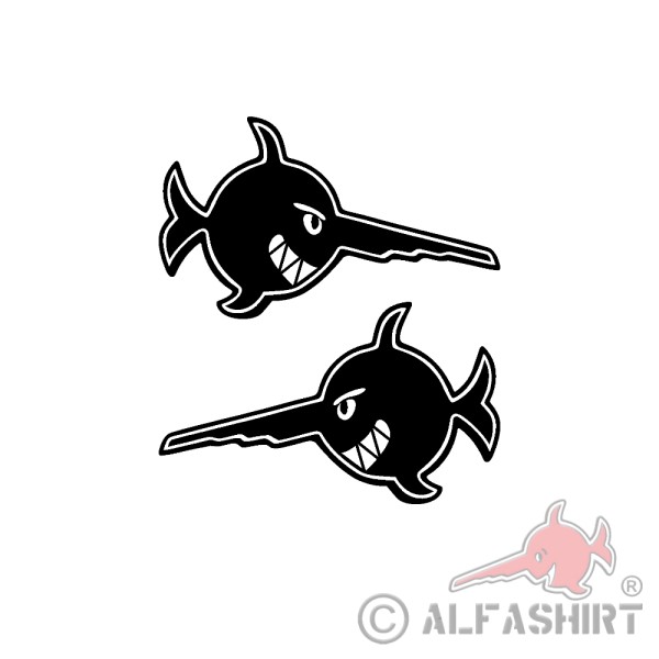 Sticker U-Boot U96 fish coat of arms laughing sawfish 2x 50x30cm # A5821