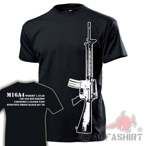 M16A4 with Data Navy Gulf War Marine Corps Vietnam Military Gun T-Shirt # 17864