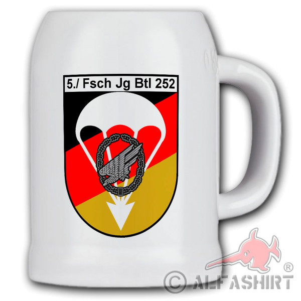 Beer mug 5 FschJgBtl 252 new coat of arms paratrooper company Bundeswehr # 40783