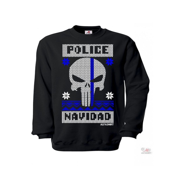 Police Navidad thin blue line Polizei Weihnachten Copy X-Mas Pullover #27220