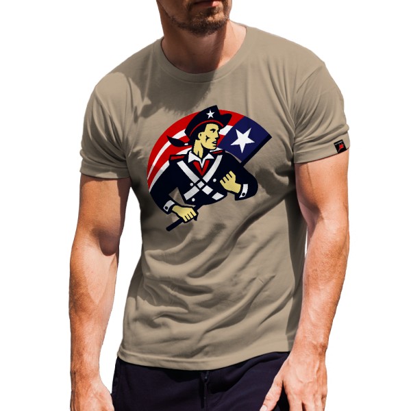 American Patriot Minuteman Militia Revolutionary Soldiers USA Stars and Stripes Homeland Bondage Tshirt sand # 31130