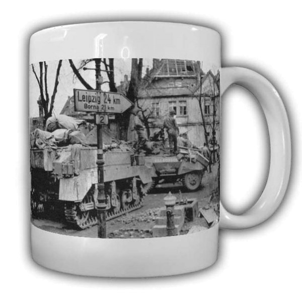 US Truppe auf dem vormarsch nach Leipzig Army Militär Einheit Panzer Panzerwagen #22524