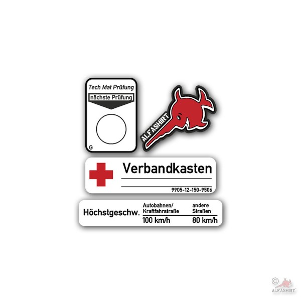 BW Car Amaturen Sticker Set Tech Mat First Aid Kit # A4892