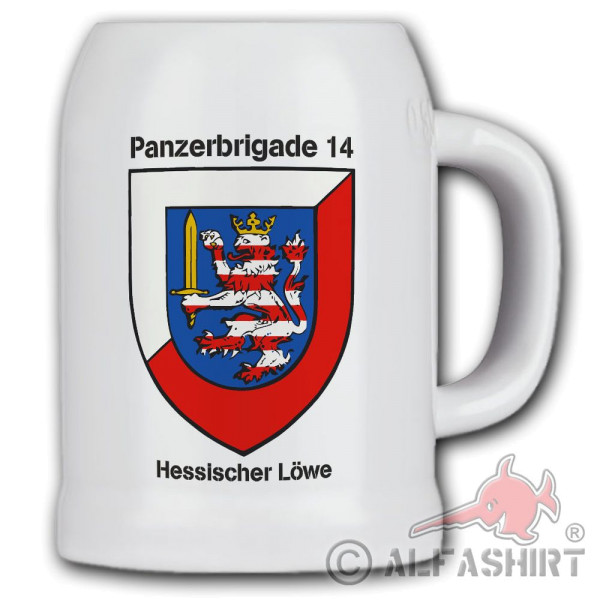 Beer mug Panzerbrigade 14 Coat of Arms Logo Hessian Lion #41343